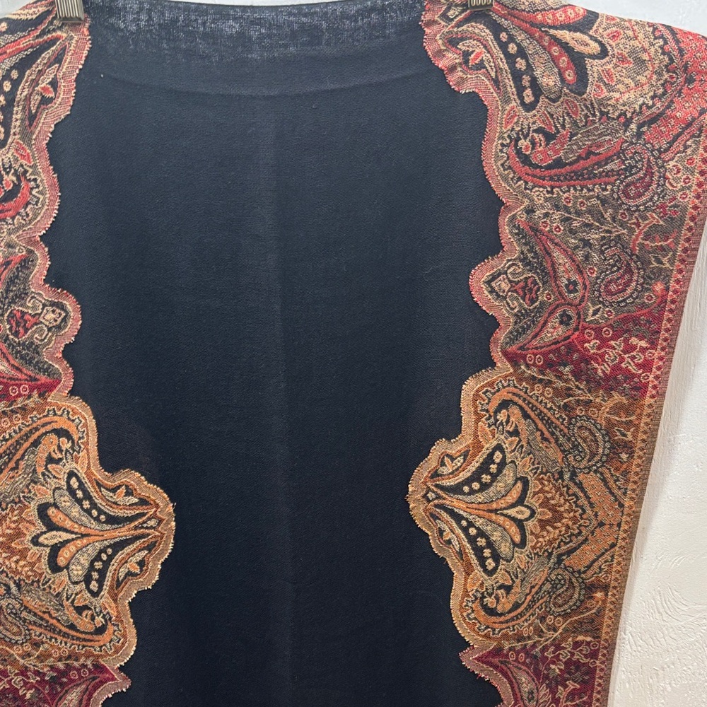 Elegant Paisley Patterned Soft Smooth Shawl StoleWrap with Fringe Bohemian Boho - Picture 3 of 6